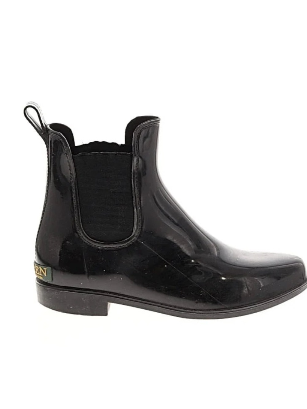 Lauren Ralph Lauren Glossy Rain Chelsea Boots - Black Sz 8